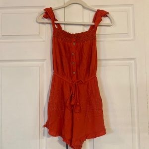 American Eagle Red Off The Shoulder Romper